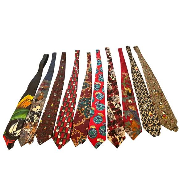 Lot of 10 Novelty Men's Neckties Disney Looney Tunes Jungle Christmas - Picture 1 of 5